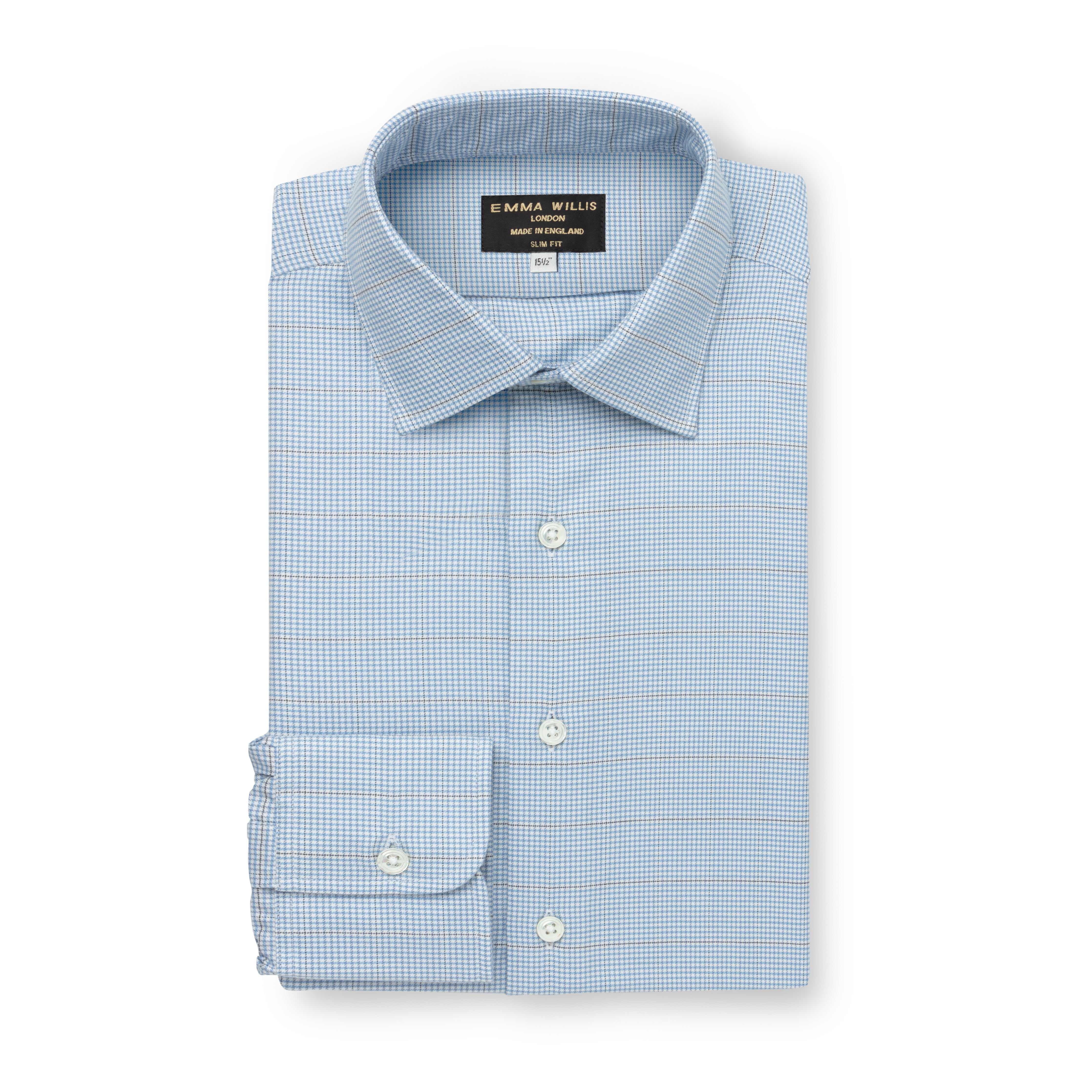 Blue/Black Windowpane Check Flanello Shirt