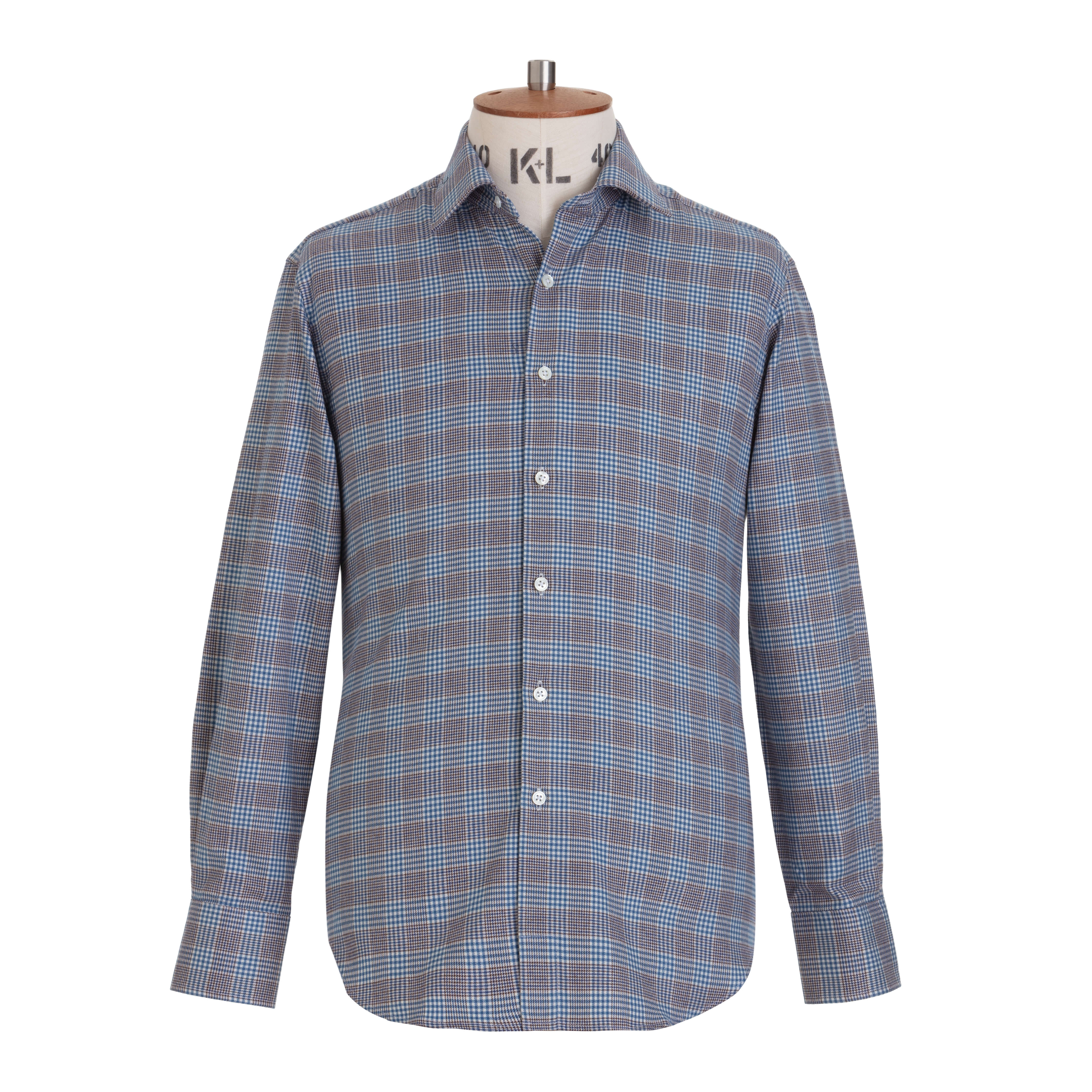 Blue/Brown P.O.W Check Brushed Cotton Shirt