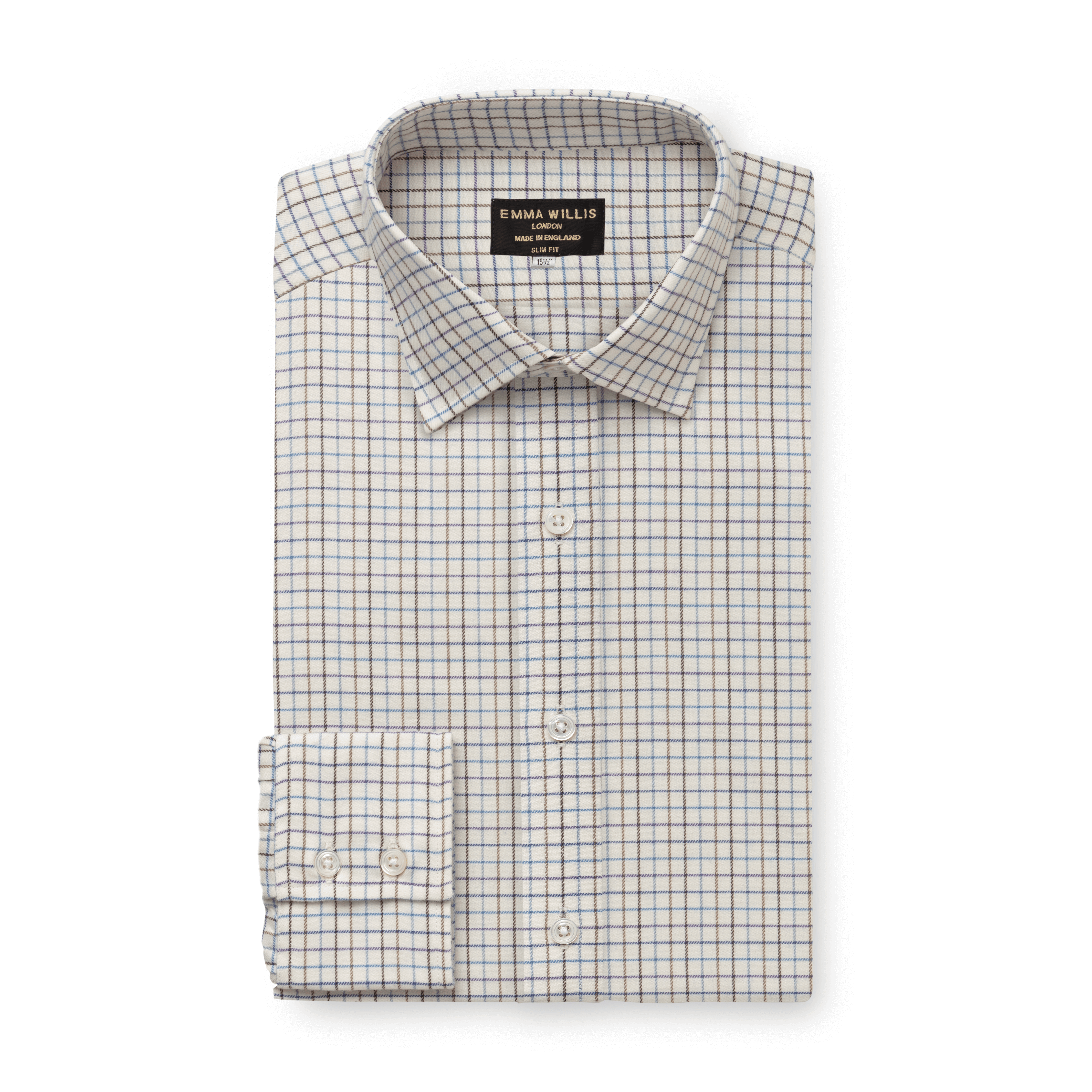 Blue/Brown Country Check Cashmerello Shirt