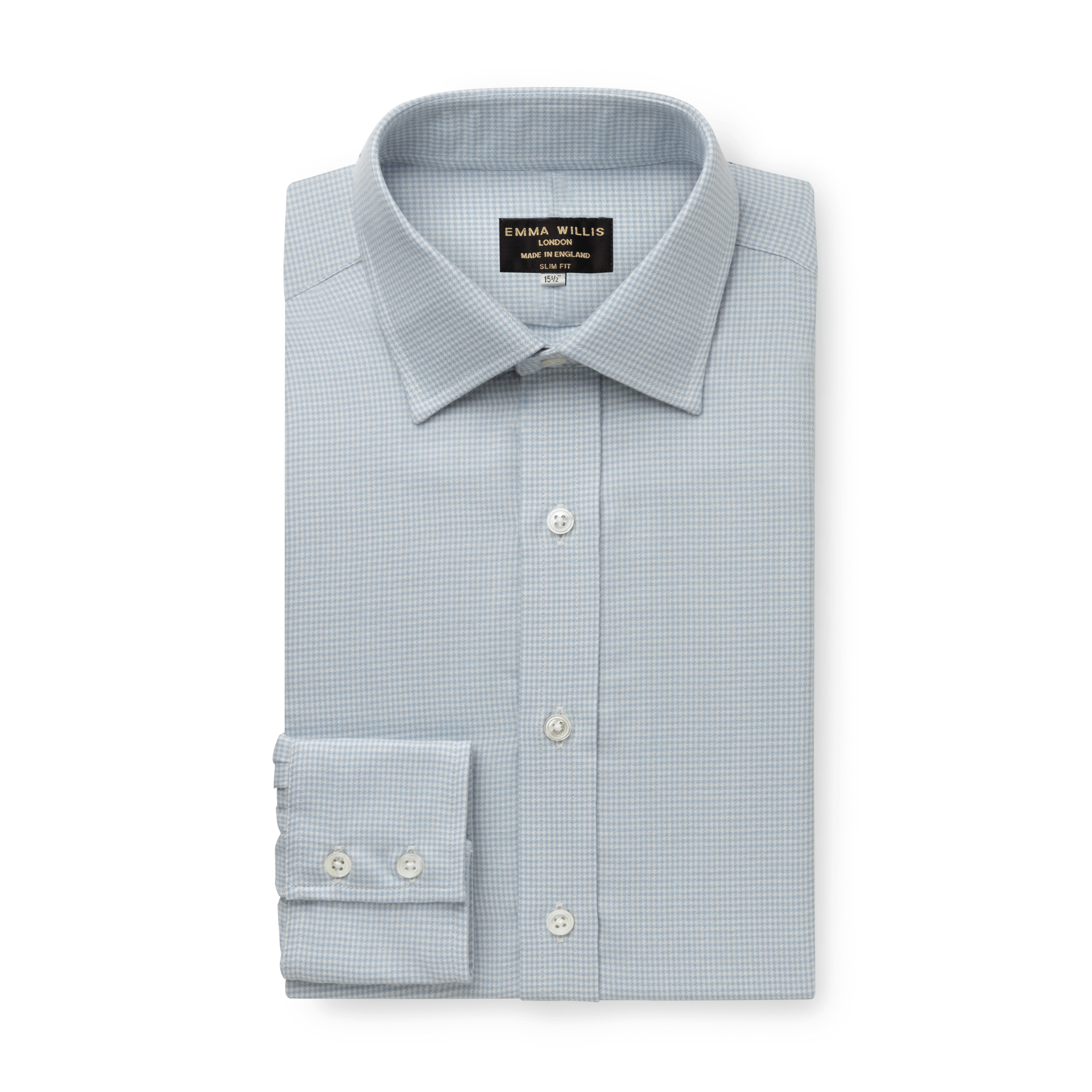 Sky Houndstooth Check Cashmerello Shirt