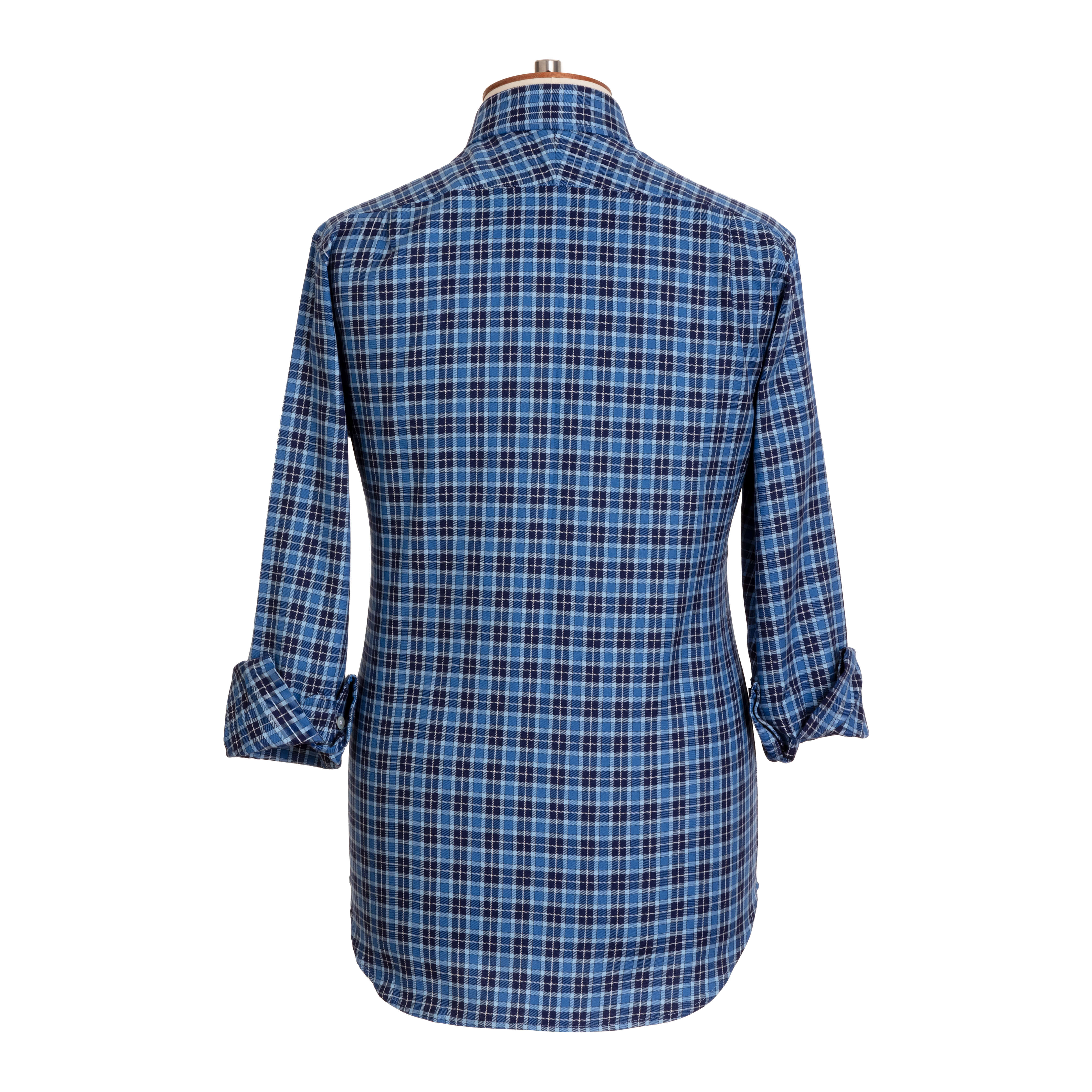 Navy/Sky Tartan Brushed Cotton Shirt