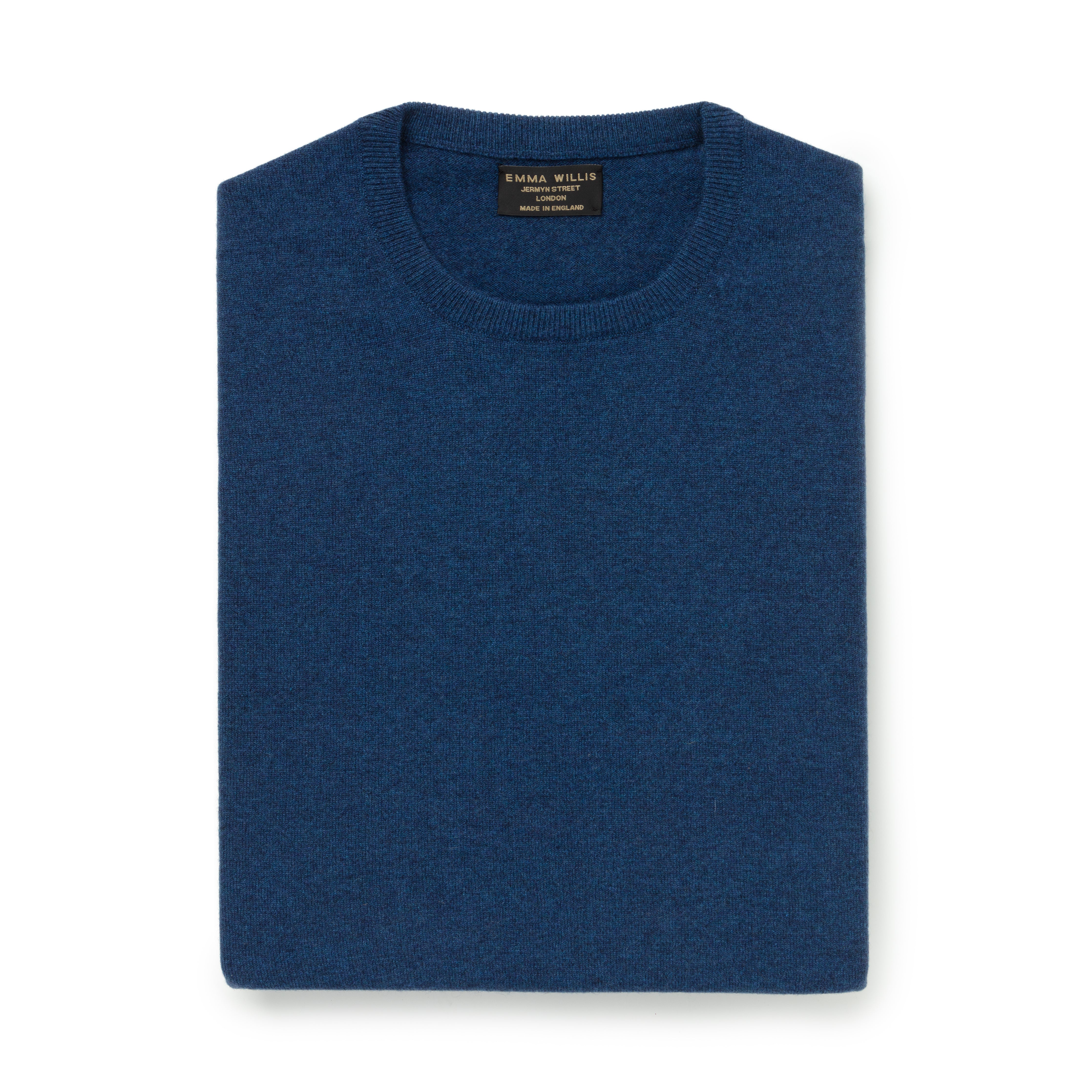 Blue Melange Cashmere Crew