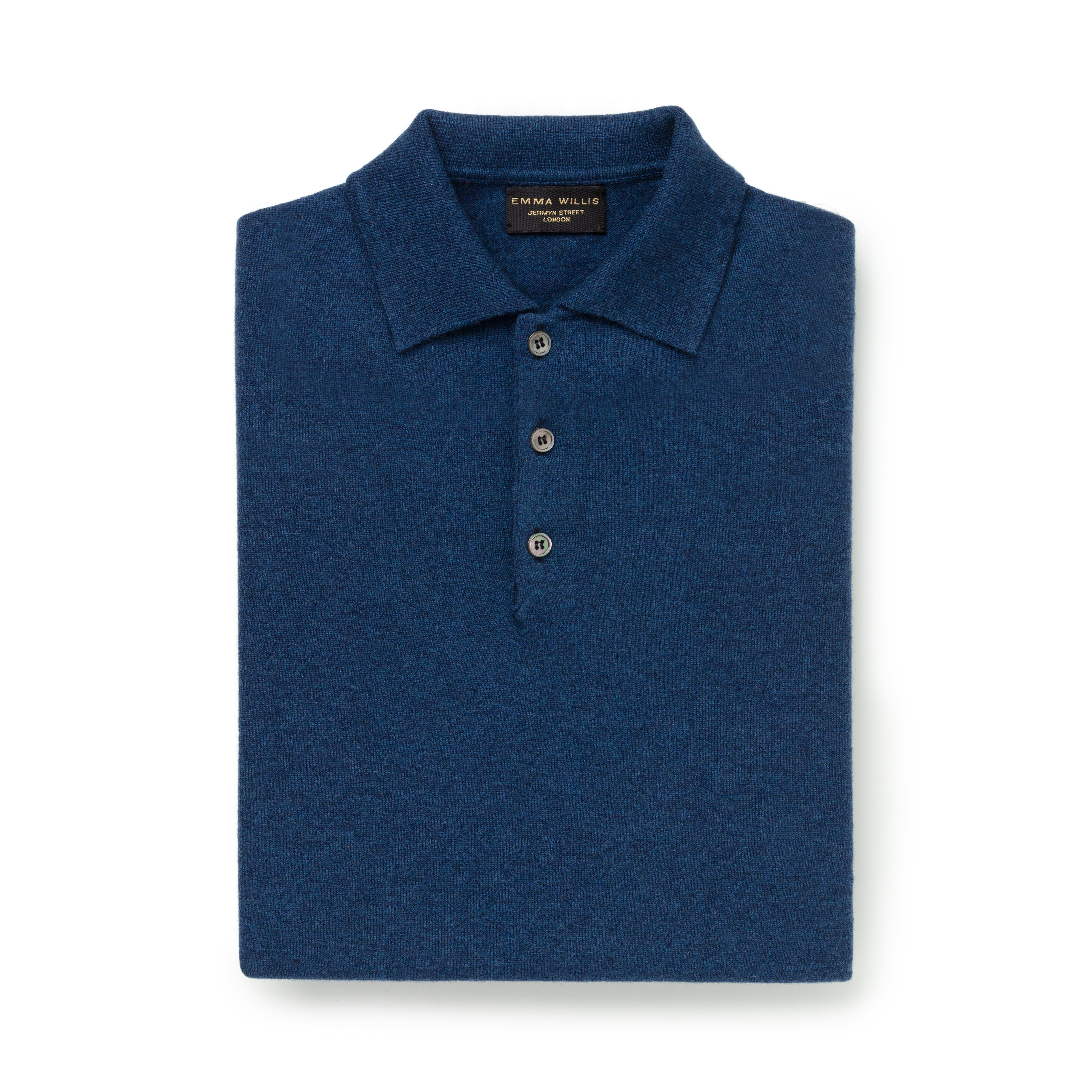 Blue Melange Cashmere Polo