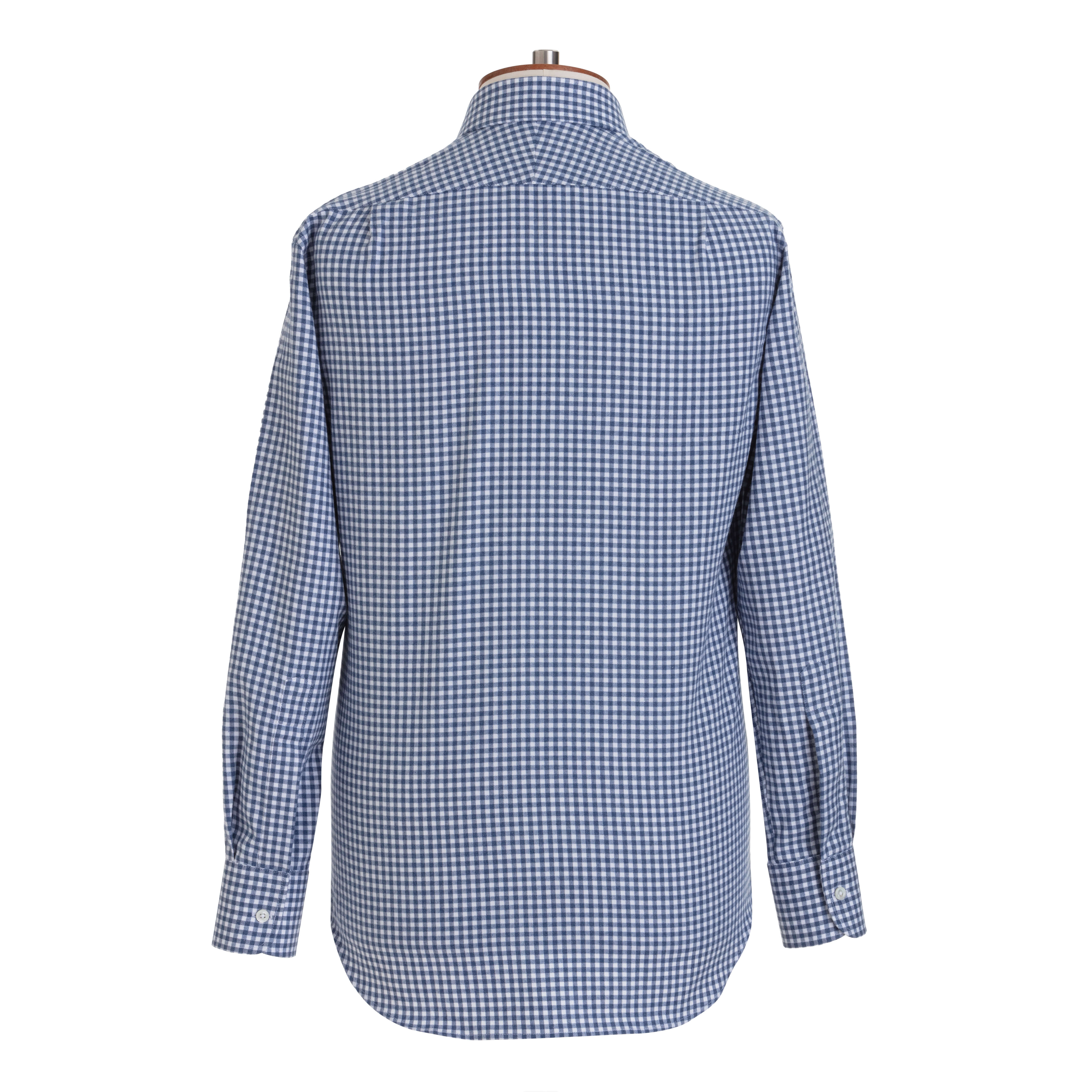 Navy Gingham Brushed Cotton Shirt