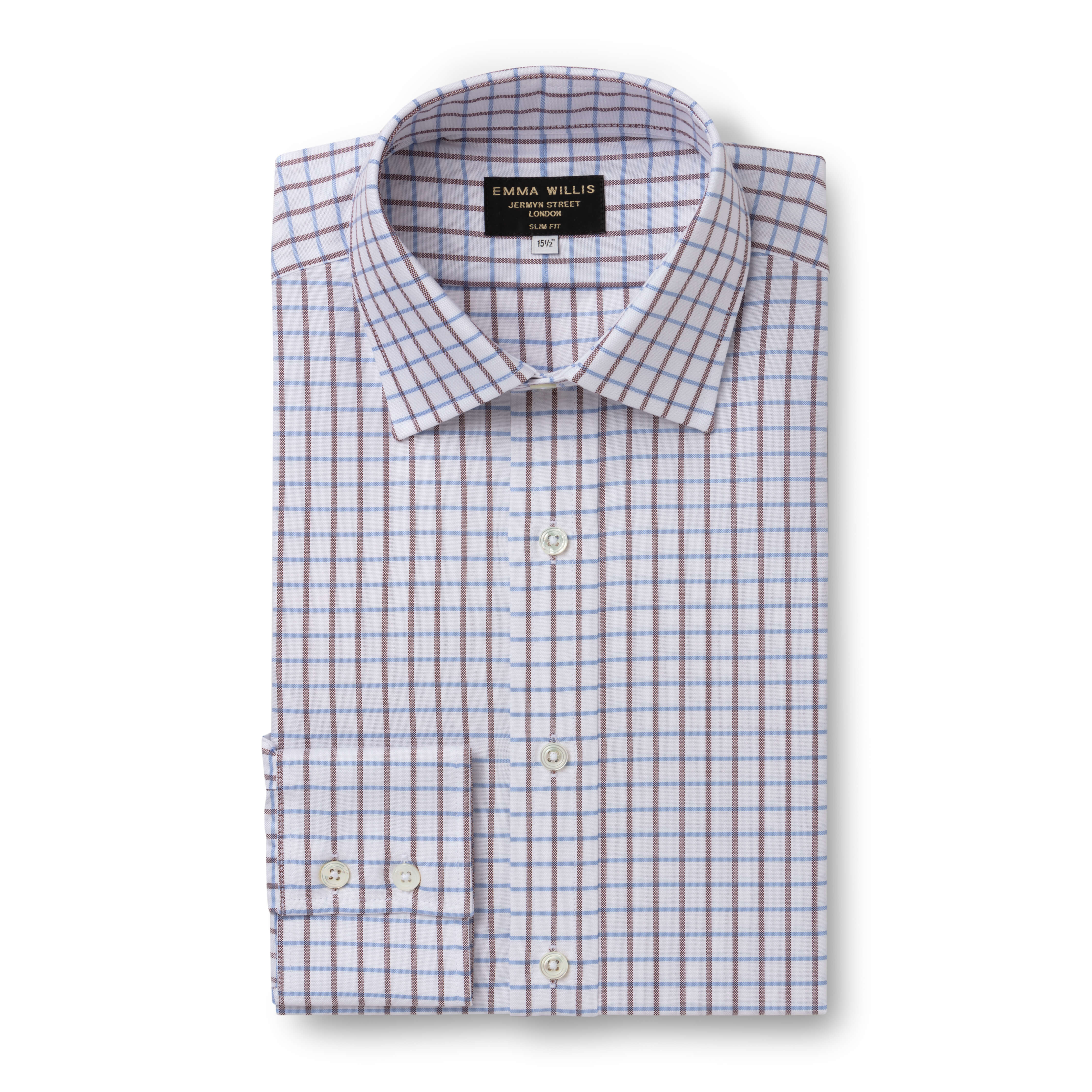 Brown/Navy Oxford Check Shirt